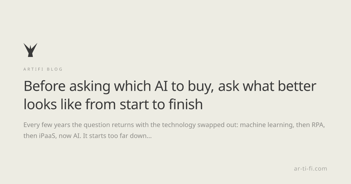Before asking which AI to buy, ask what better looks like from start to finish